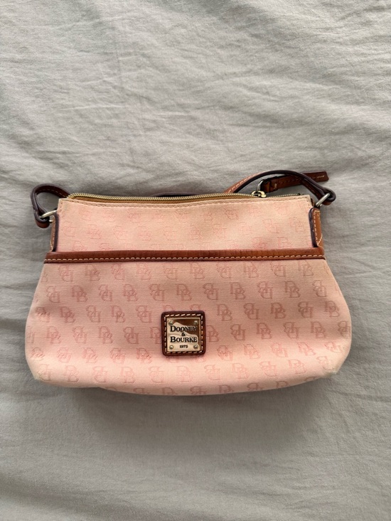 Dooney & Bourke Handbags - Dooney & Bourke Blush Pink Signature Wristlet with Leather Trim